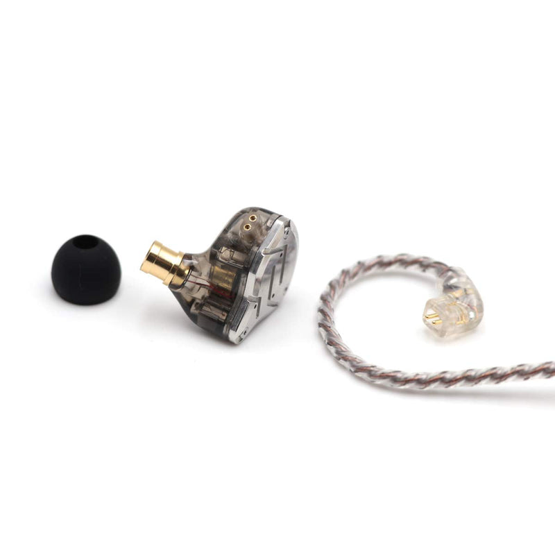 KZ ZS10 Pro, Linsoul 4BA+1DD 5 Driver in-Ear HiFi Metal Earphones with Stainless Steel Faceplate, 2 Pin Detachable Cable (Without Mic, Black) Without Mic