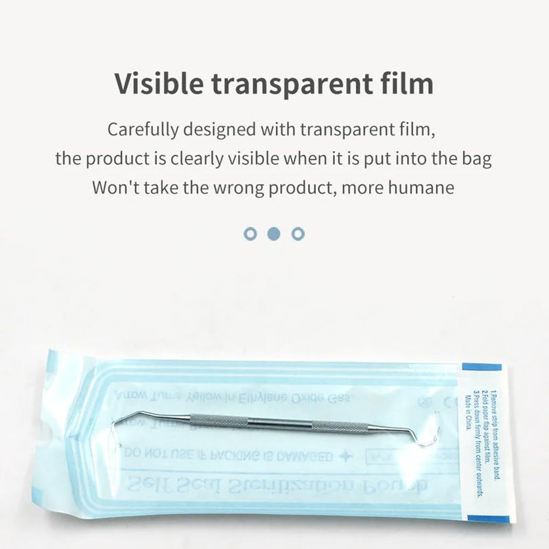 Sterilization bags, self-sealing sterilization bags, closure sterilization bags, disposable sterilization bags, dental self-sealing sterilization bags, disposable sterilization bags,