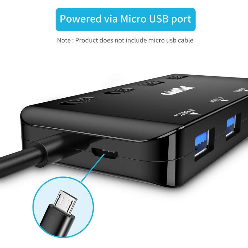 USB 3.0 HUB, atolla USB Hub with SD/Micro SD Card Reader, USB Splitter with 3 USB Ports, 2 Card Slots and Individual LED Power Switches Black