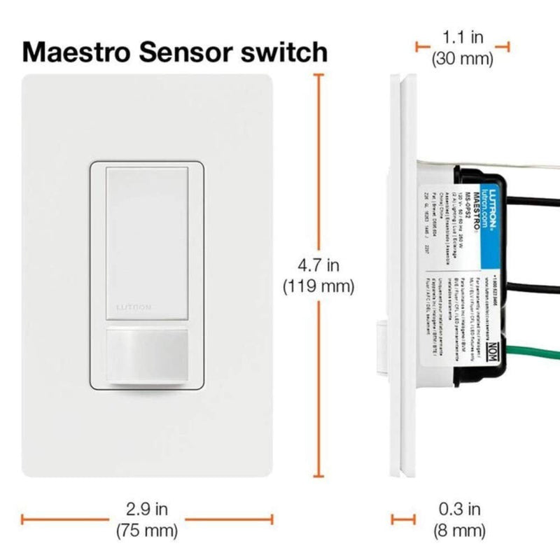 Lutron Maestro Motion Sensor Switch | No Neutral Required, 150W LED, Single Pole | MS-OPS2-AL, Almond 1 Pack