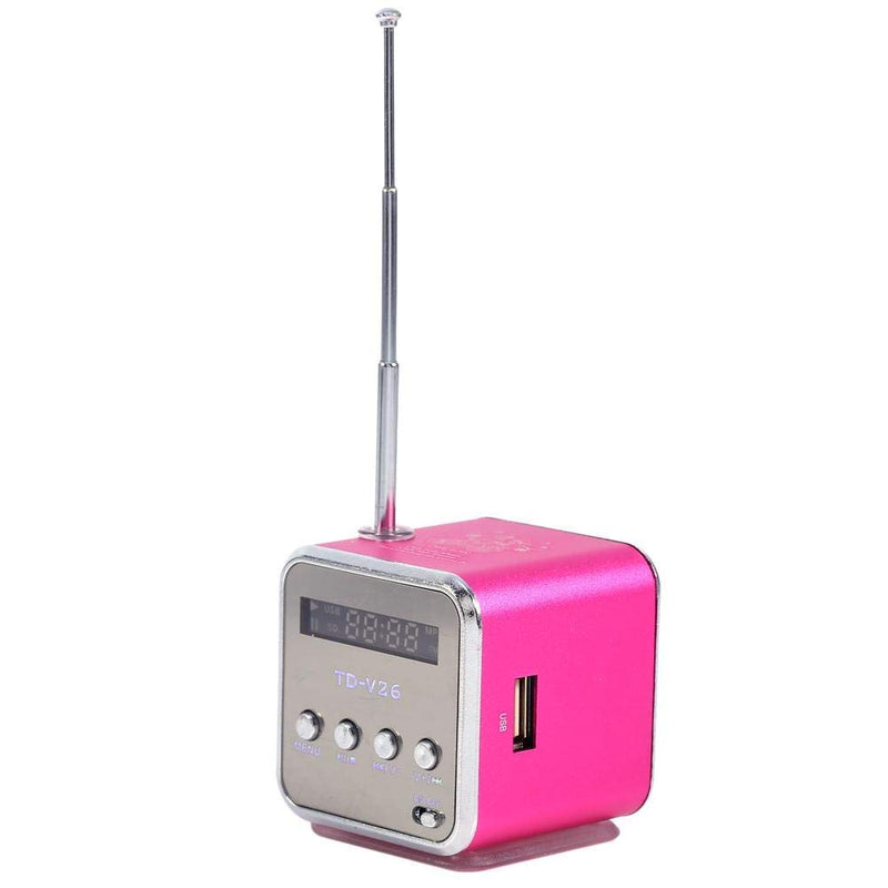 Eboxer Portable Mini Speaker Music Player FM Radio Stereo Speaker Support TF Card and U Disk, Brief Design, Perfect Mini Speaker for Room Bike Car for Phone/Tablet/Computer (Rose Red)