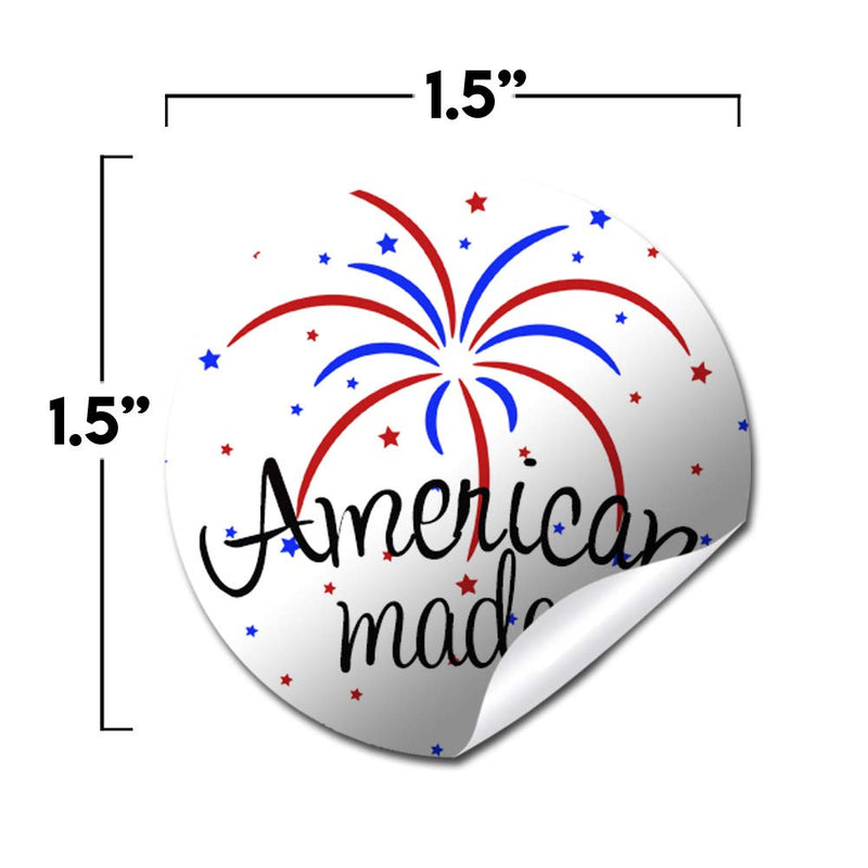 American Made Red & Blue Fireworks Thank You Customer Appreciation Sticker Labels for Small Businesses, 60 1.5" Circle Stickers by AmandaCreation, Great for Envelopes, Postcards, Direct Mail, & More!