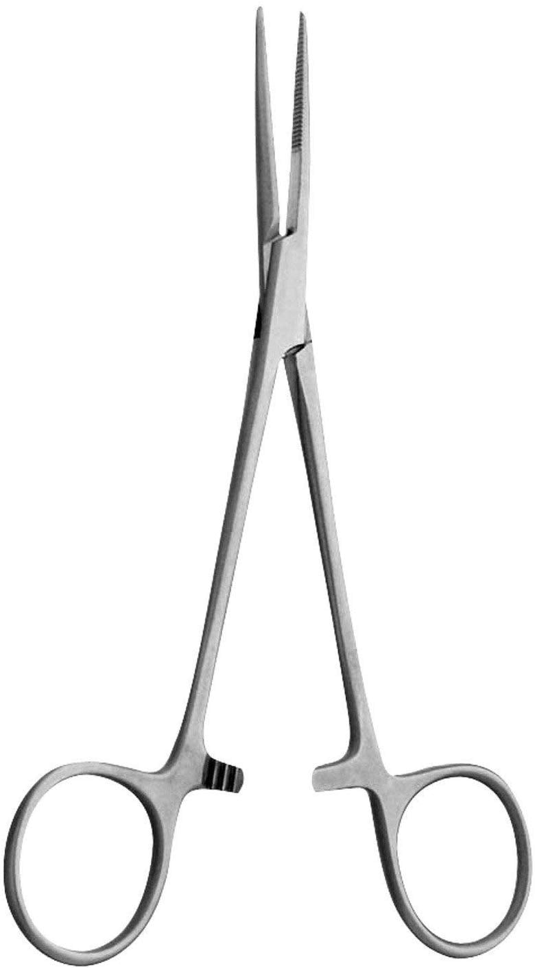 Apical Set of Kelly Forceps Locking Tweezers Clamp, Silver, Straight &Curved, 5-1/2 Inch