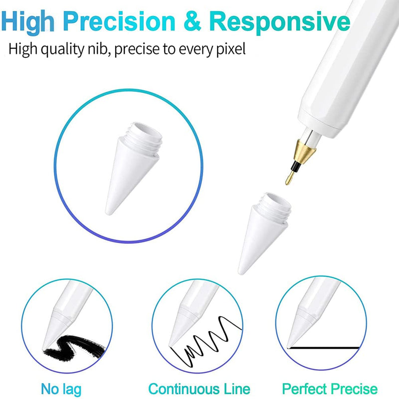 Stylus Pen for Apple iPad with Palm Rejection and Magnetic.Digital Pencil for IPad 2018-2021,for iPad 6/7/8th/9th,Air/4th, Mini 5th/6th,iPad Pro 3rd/4th (11"&12.9"),Precise Drawing and Writing White 2nd Gen