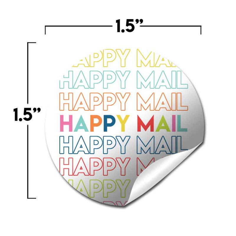 Rainbow Block Lettering Happy Mail Thank You Customer Appreciation Sticker Labels for Small Businesses, 60 1.5" Circle Stickers by AmandaCreation, for Envelopes, Postcards, Direct Mail, More!