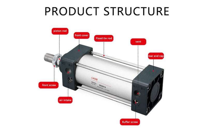 Othmro SC50x50 Air Cylinder 1.97in Bore 1.97in Stroke Double Action Air Cylinder 1/4PT Single Rod Double Acting Aluminium Alloy Penumatic Quick Fitting Air Cylinder for Pneumatic and Hydraulic System