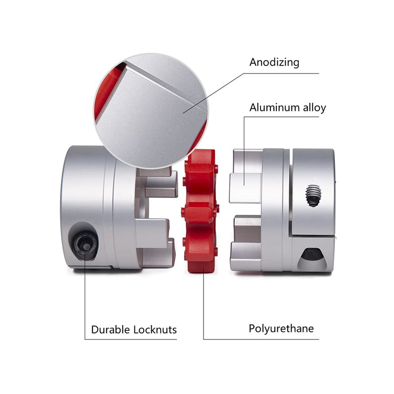 Sinoblu D25 L30 5mm to 10mm Aluminum Shaft Coupling, Flexible Spider Coupling Plam Shape, Shaft Coupler for 3D Printer CNC Machine and Servo Stepper Motor 5-10mm