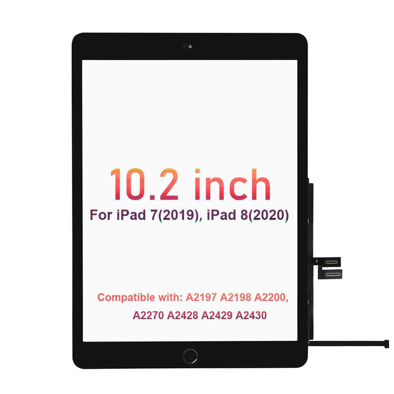 Fixerman Touch Screen for iPad 7th Gen 8th Gen Digitizer 10.2"(A2197 A2198 A2200,A2270, A2428, A2429, A2430) Glass Replacement Parts(NO LCD),with Home Button+Pre-Installed+Repair Tools(Black) For iPad 7/8-Black
