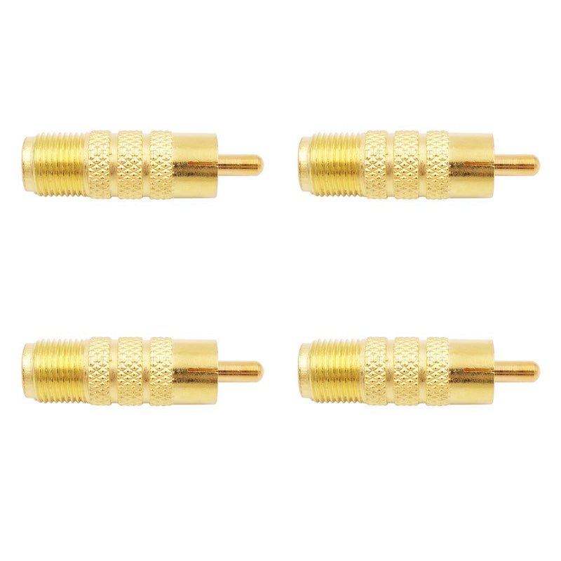Fancasee (4 Pack Gold Plated) 75 Ohm F Type Female to RCA Male Plug Jack Coax Coaxial Connector Adapter for Audio Video Systems
