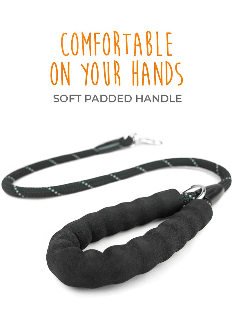 Mighty Paw Double Dog Leash | Dual Two Pet Lead with Comfort Grip, and Weatherproof Climbers Rope Handle. Tangle-Free 360° Swivel Hook. Adjustable Splitter for Small Medium and Large Breeds (Black) Black