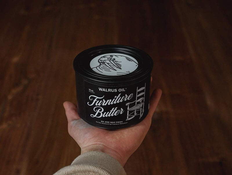 WALRUS OIL - Furniture Butter - Oil and Wax Finish for Tables, Chairs, and Woodworking Projects, 100% Plant Based, 16oz