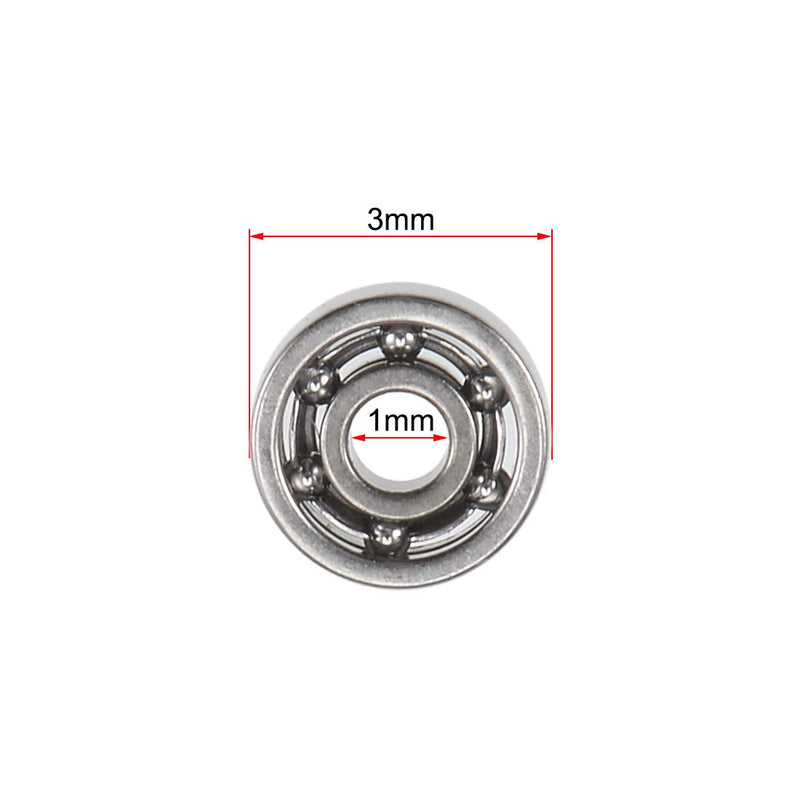 uxcell 681 Deep Groove Ball Bearings 1mm Inner Dia 3mm OD 1mm Bore Open Type Chrome Steel Z2 20pcs