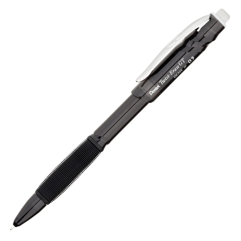 Pentel Twist-Erase GT, 0.5mm, Mechanical Pencil Transparent Black barrel, Box of 12 (QE205A) 1