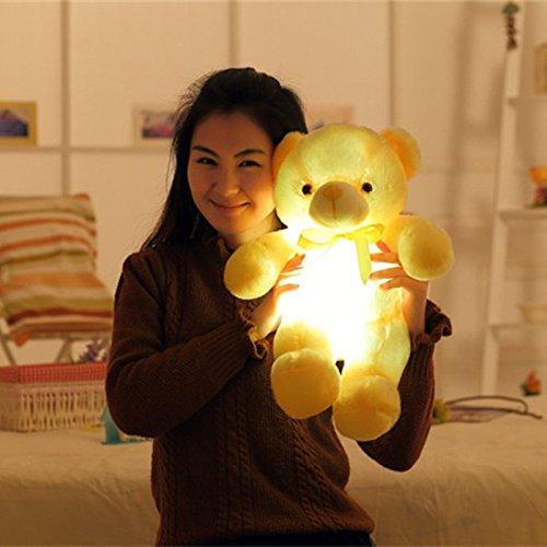 Creative Light Up LED Inductive Teddy Bear Stuffed Animals Plush Toy Colorful Glowing Teddy Bear, 20- Inch(Yellow) Yellow