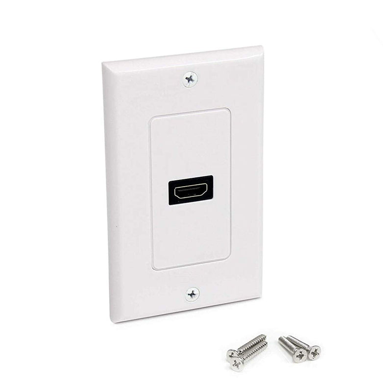 TENINYU Single HDMI Wall Plate (1 Port) - 4K UHD, ARC, and Ethernet Pass-Thru Support (1-Gang) White - for 1 HDMI (1-Port)