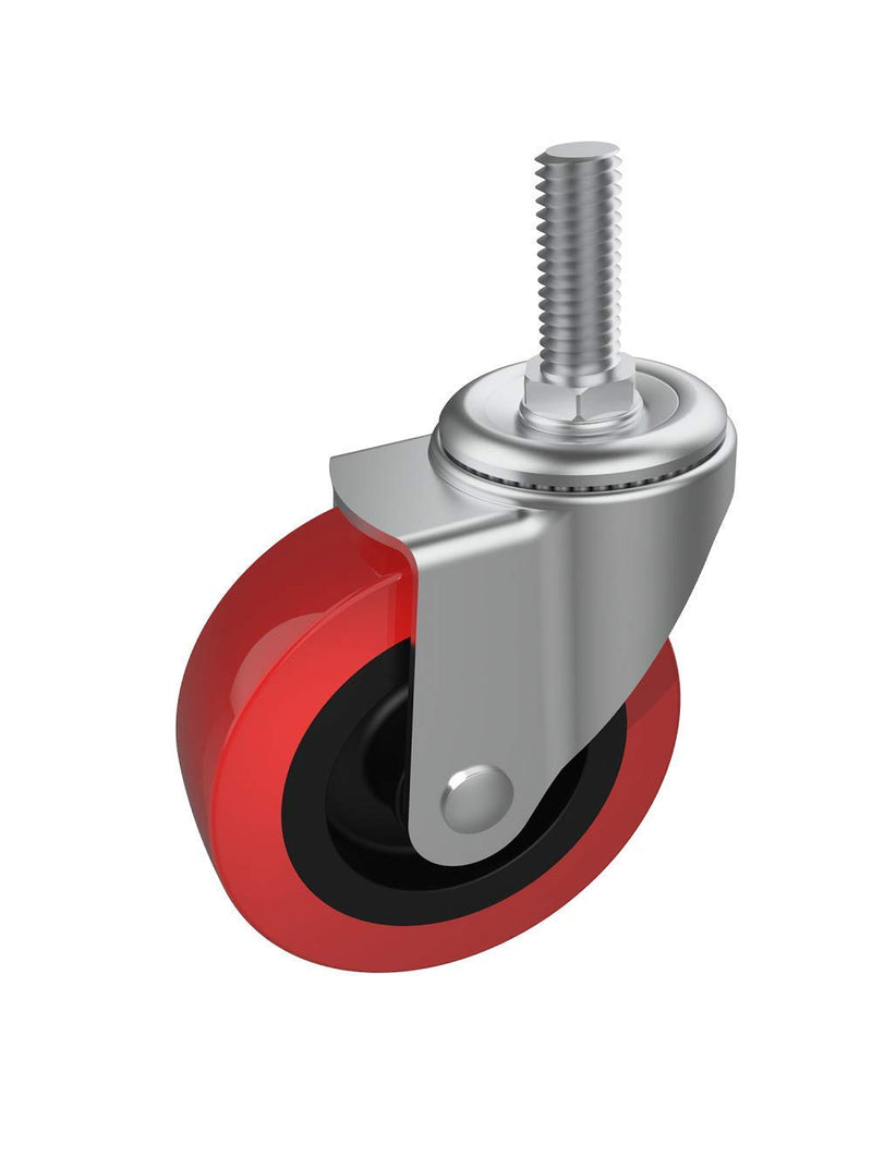 12 Pack Creeper Wheels 2.5 Inch Heavy Duty Swivel Caster Wheel Creeper Service Cart Stool Post Mount, M10 (Around 3/8") x 1" Metric Threaded Stem Casters Wheels Replacement M10x25-12pcs