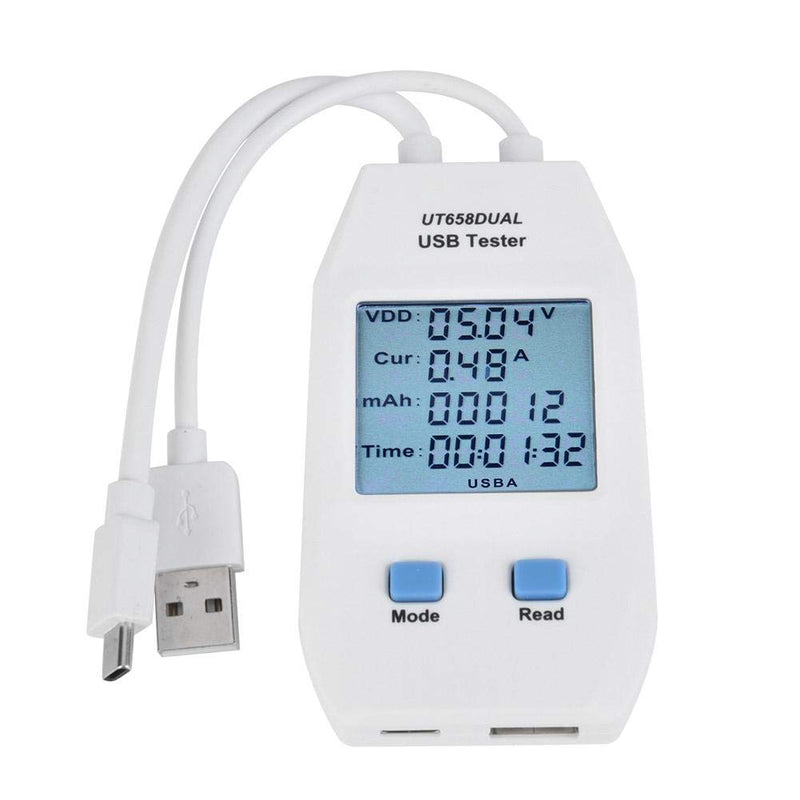 UNI-T LCD USB Tester Detector Voltmeter Ammeter Digital Power Capacity Tester Meter for Cable Measurement(UT658 Dual)