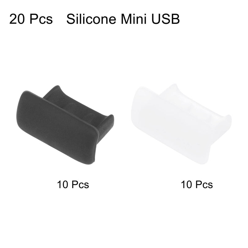 uxcell 20pcs Silicone Mini USB Cap Port Cover Anti Dust Protector 7mmx2mm Black Clear