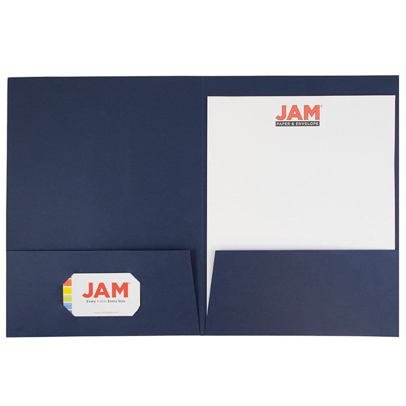 JAM PAPER Two Pocket Textured Linen Presentation Folders - Letter Size Business Folder - Navy Blue - 6/Pack Pack of 6 Folders Navy Blue Linen