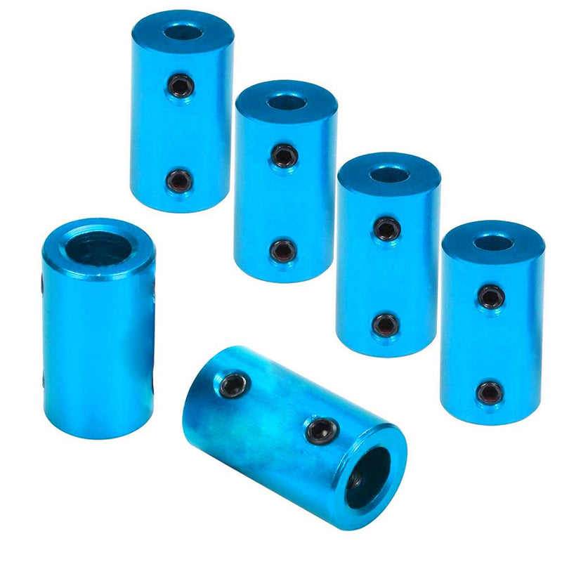 6Pack Treehobby Aluminium Alloy Shaft Coupling Rigid Stepper Motor Wheel Coupler Joint Connector for DIY Car Boat Airplane 3D Printers, 8mm to 8mm