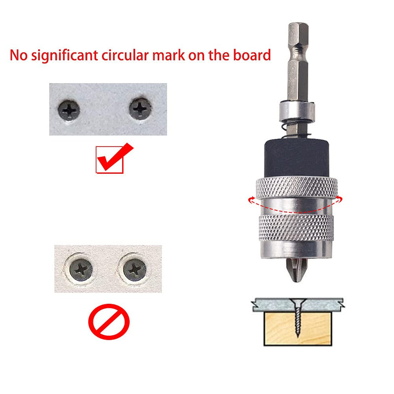Saipe Adjustable Screw Depth Setter Bit Screwdriver Bit Holder Screw Driver Drywall Bits Drill to Screwgun Converter with S2 Phillips 2 Screw Driver Bits