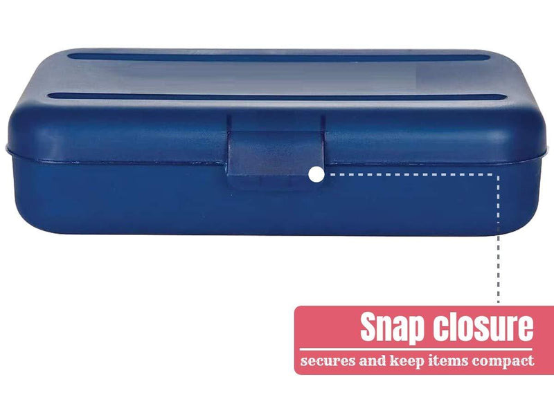 1InTheOffice Pencil Box, Translucent Blue, Plastic School Pencil Boxes, 4 Pack