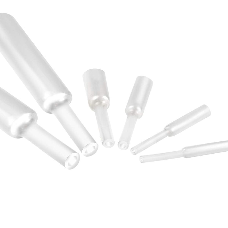 XHF 205 PCS 8 Size Length 3.5" Clear 3:1 Waterproof Automotive Electrical Heat Shrink Tubing Assortment Kit Marine Grade Adhesive Lined Tube, Insulation Sealing Oil-Proof Wear-Resistant 05-Clear
