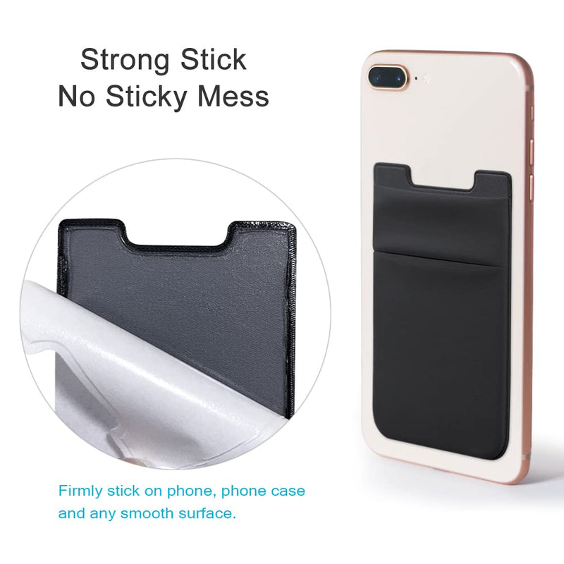 Phone Card Holder Stretchy Lycra Wallet Pocket Credit Card ID Case Pouch Sleeve Adhesive Sticker Compatible with iPhone Samsung Galaxy Android Smartphones - 3Pack Black