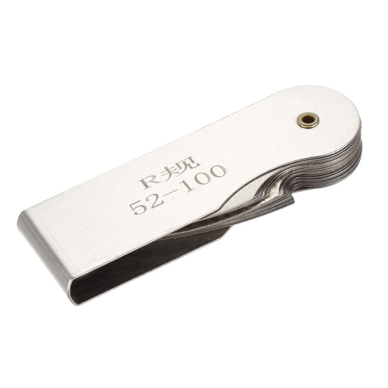 uxcell Radius Gauge Set R52-100mm 16 Leaves Stainless Steel Radius Fillet Gauge, Portable Concave Convex Measuring Tool