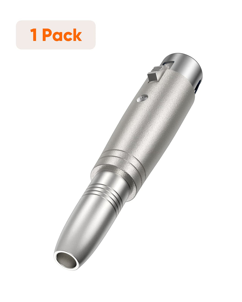 CableCreation XLR 3 Pin Female to 1/4" 6.35mm Female Socket Audio Adapter, Silver [1-Pack]