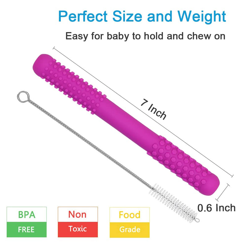 Hollow Teething Tubes Toys for Babies Girls and Boys (5 Pack), Silicone Baby Teether Toy Tube for Infants with Nursing Biting Chewing, Teething Straws for Toddlers