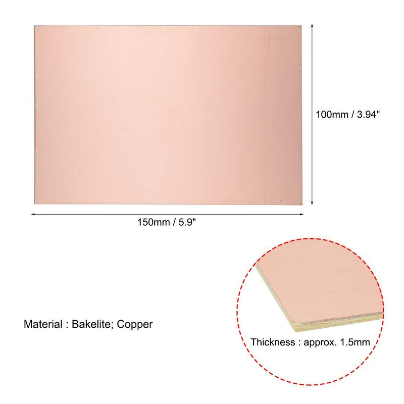 uxcell Single-Sided Copper Clad Laminate PCB Circuit Board, FR4 150x100mm 5.91x3.94 inch, 1.5mm Thickness DIY Prototyping PCB Board, Name Board, 10pcs