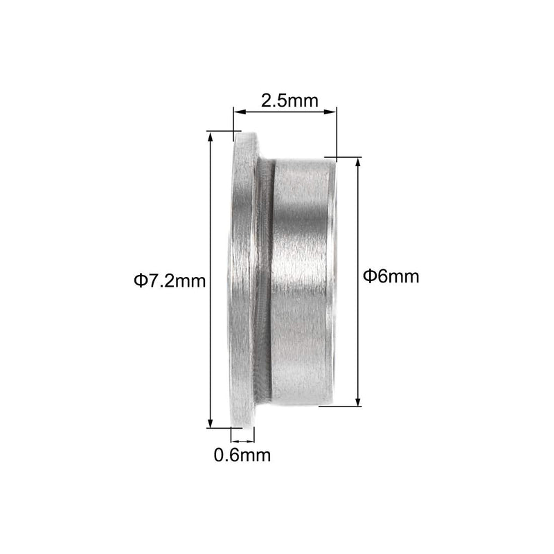 uxcell MF63zz Flanged Ball Bearing 3mmx6mmx2.5mm Double Shielded Chrome Steel Deep Groove Bearings 10pcs