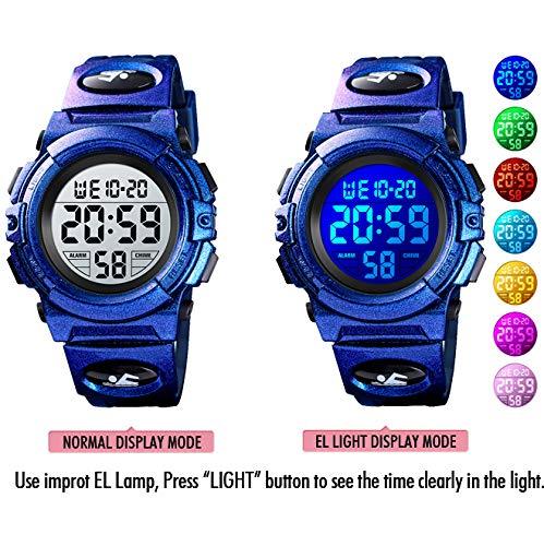 Boys Watch Digital Sports Waterproof Electronic Childrens Kids Watches Alarm Clock 12/24 H Stopwatch Calendar Boy Girl Wristwatch Dark Blue