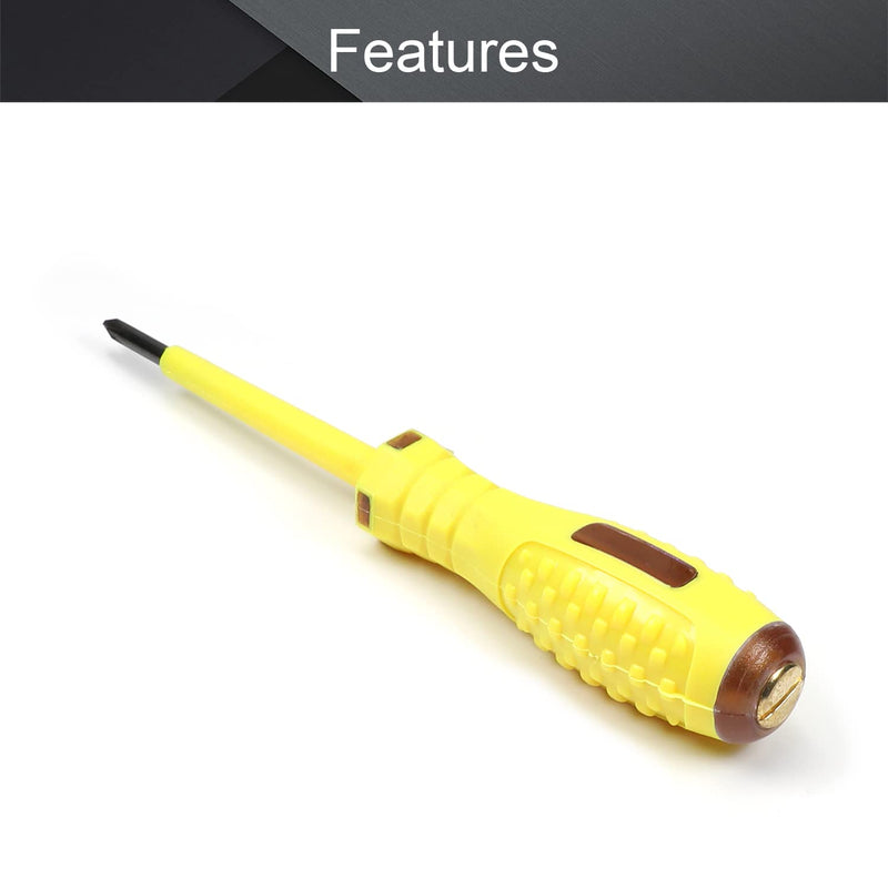 Fielect Circuit Tester, Voltage Tester Pen Screwdriver Electric Test Detector, Phillips Screwdriver Test Pencil 100-500V 1pcs Yellow Transparent Black Red 1Pcs