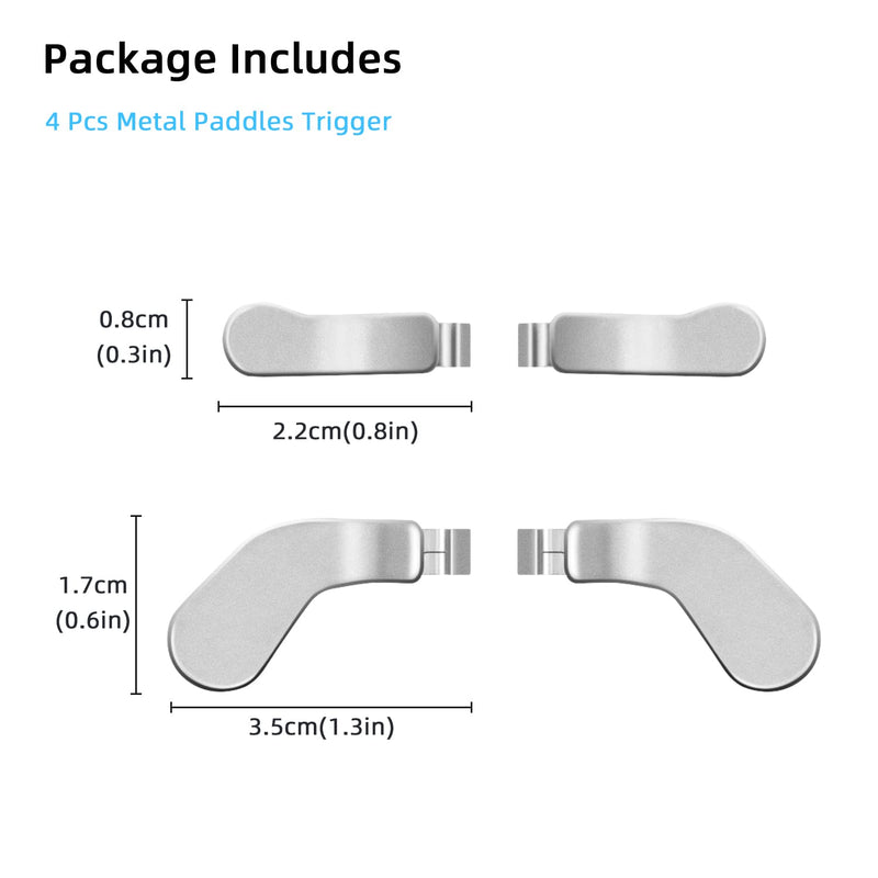 Mcbazel Metal Stainless Steel Paddles Trigger for Xbox Elite/Xbox Elite 2, Replacement Parts Accessories Kits Metal Paddles Compatible with Xbox Elite/Xbox Elite 2 Controller - 4 Pcs (Silver)