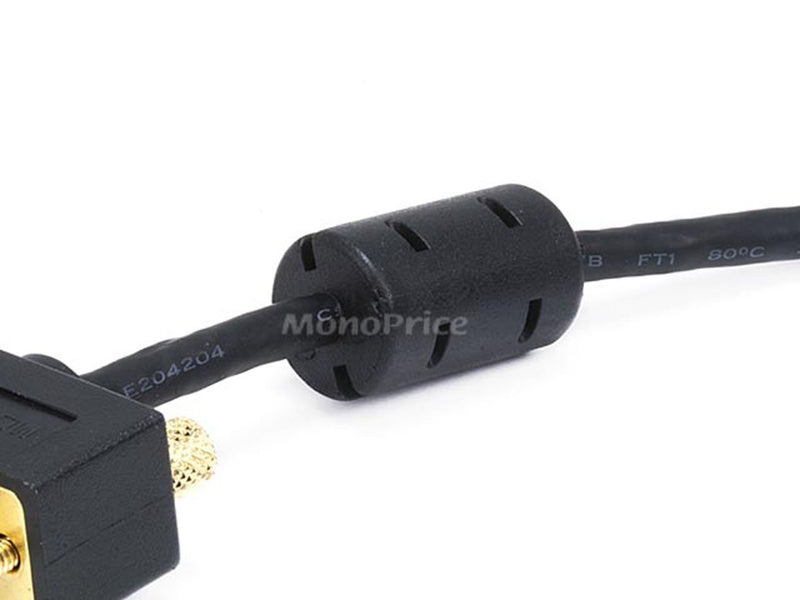 Monoprice Ultra Slim SVGA Super VGA M/F Monitor Cable - 25 Feet with Ferrites | 30/32AWG, Gold Plated Connector