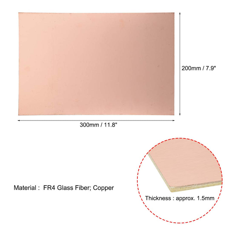 sourcing map 3pcs. Single-Sided Copper Clad Laminate Circuit Board FR4 300x200mm 11.81x7.87 Inch 1.5mm Thickness DIY Prototype PCB Board Name Plate