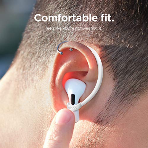 elago Ear Hooks Designed for Apple AirPods Pro and Designed for AirPods 1 & 2, Ergonomic Design, Durable TPU Construction, Full Access (White) [US Patent Registered] White