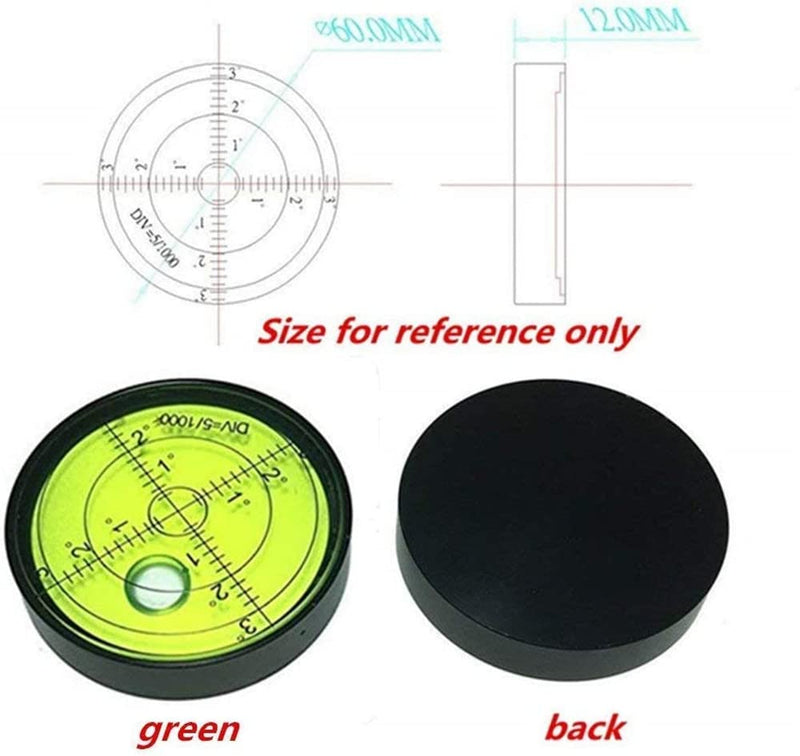 60x12mm with Magnet High Precision Horizontal Bubble Aluminum Housing Bullseye Spirit Level Round Inclinometer for Surveying Instruments (Without Magnet)