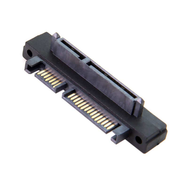 CY SATA 22Pin 7+15 Male to SATA 22Pin Female Extension Convertor Adapter 90 Degree Up Angled Black-Up-Angled