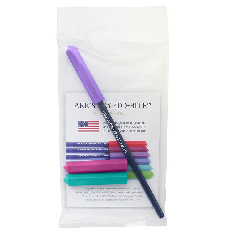 ARK's Krypto-Bite Pencil Topper Chewable Tubes - Made in The USA (Combo - 1 of Each Toughness, Magenta/Teal/Lavender)