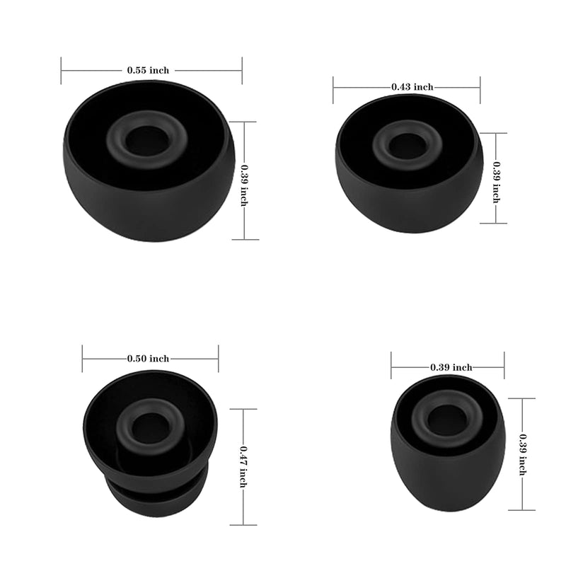 8pcs Eartips Earbuds Eargels Replacement for Beats Powerbeats Pro Wireless Earphone Headphones (Black) Black