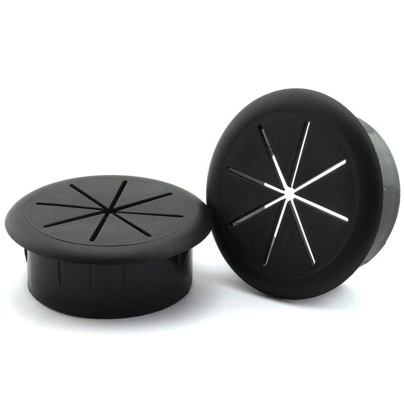 HJ Garden 2pcs 2-3/8 inch Flexible Desk Cord Grommets Wire Organizer Hole Cover for Managing and Hiding Office PC Desktop Cable(Black)