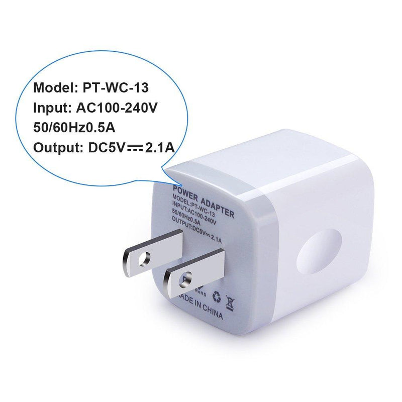 USB Wall Charger, FiveBox 5Pack 2.1A Dual Port USB Adapter Wall Charger USB Plug Charging Block Charger Brick Charger Cube Charger Box Compatible iPhone 11/Xs/XR/X/8/7/6, Samsung, Android, LG, Moto