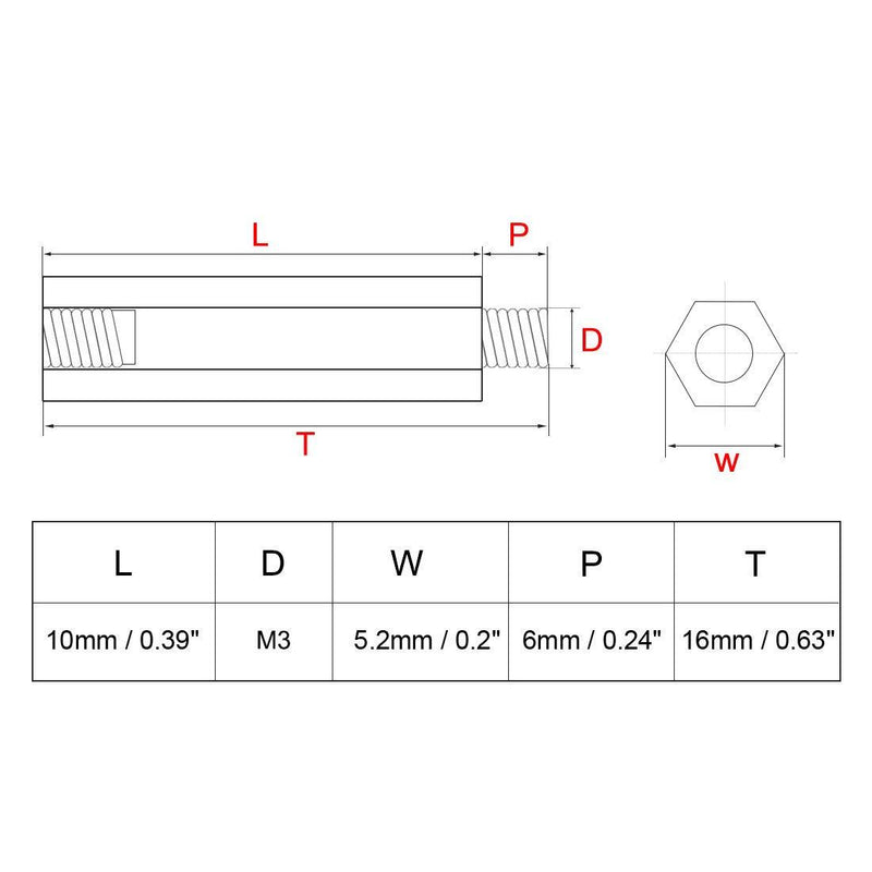 uxcell 20pcs M3 10+6mm Female Male Thread Brass Hex Standoff Spacer Screws PCB Pillar