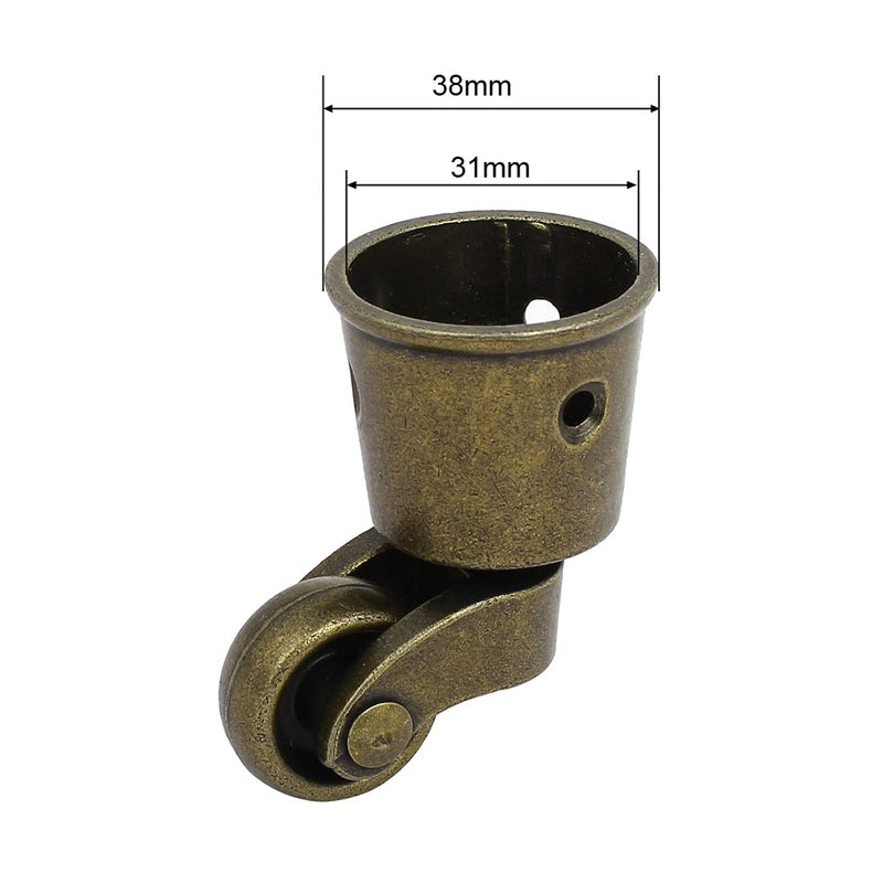 uxcell 1-Inch Wheel Dia Swivel Round Cup Caster Bronze Tone for Chair Table