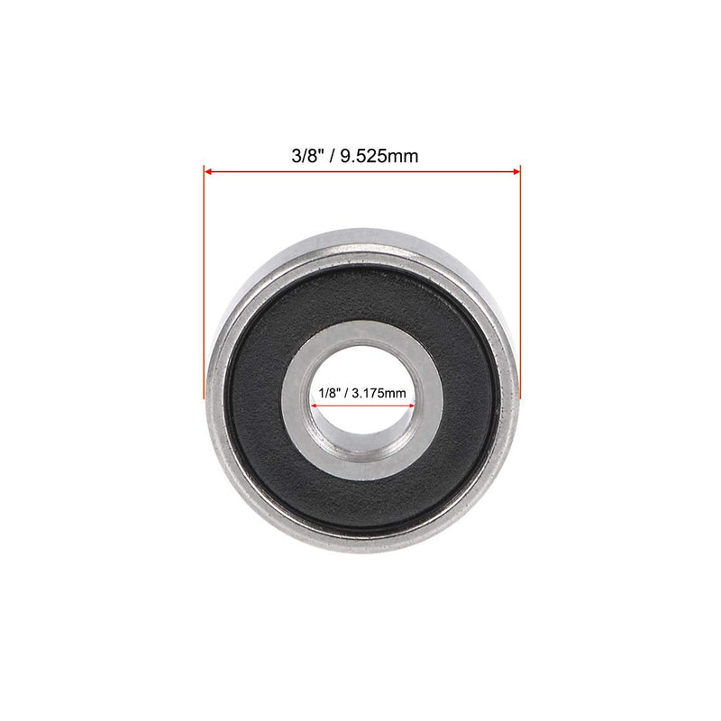 uxcell R2-2RS Deep Groove Ball Bearing 1/8" x 3/8" x 5/32" Sealed Z2 Lever Bearings 10pcs
