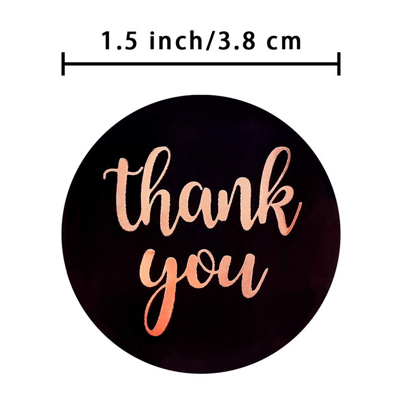 Yipmai Thank You Stickers Roll, 500PCs Round Thank You Stickers for Business with Rose Gold Letters, Decorative Sealing Labels for Greeting Cards, Flower Bouquets, Gift Wraps, Weddings, Parties (Black-Rose Gold) Black-rose Gold