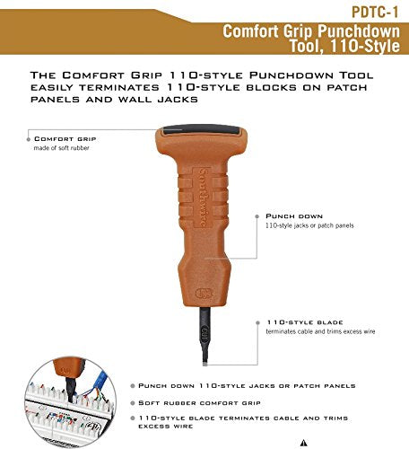 Southwire Tools & Equipment PDTC-1 Comfort Grip Punch Down Impact Tool, 110-style
